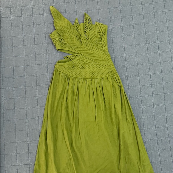 Farm Rio Green Leaves Cut Out Midi Dress S - Picture 10 of 11